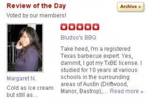 Margaret Scores Another ROTD on Yelp