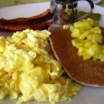 Eggs and Blue Corn Pancakes