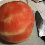 A Completely Peeled Watermelon.