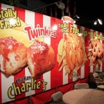 Chicken Charlies totally fried twinkies and frog legs.