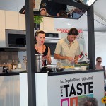 Debi Mazar demonstrates one of her recipes.