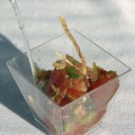 Ahi poke with won ton strips & cucumber