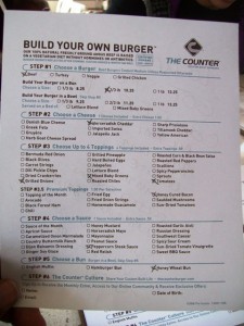 The "Build your own burger" card at The Counter.