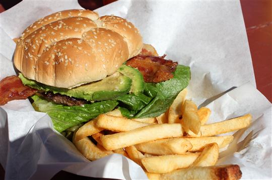 The buffalo burger from DC3 Grill & Cafe at Catalina Island's Airport in the Sky
