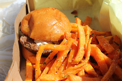 me so hungry sweet potato fries and cali slider