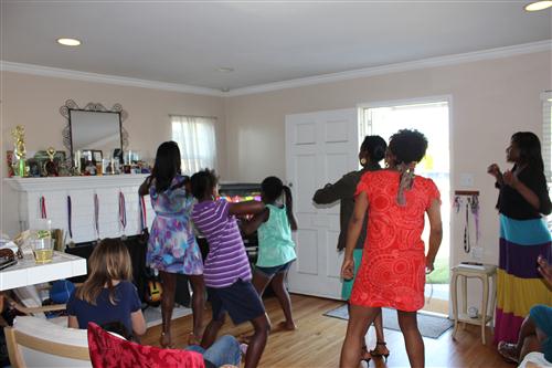 playing just dance 2 at our Memorial Day Cook Out 048