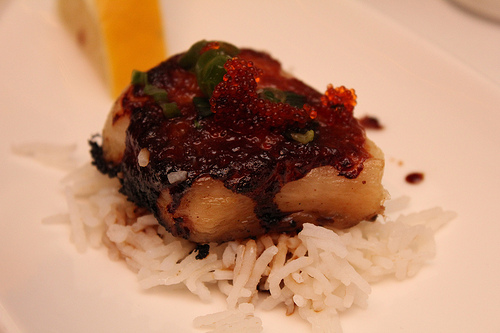 The Chilean Sea Bass on a Bed of Jasmine Rice.