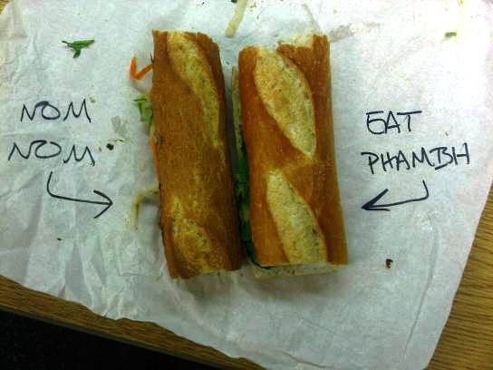 nom nom on the left, eat phamish on the right nom nom on the left, eat phamish on the right