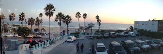 2011-08-20 The Strand House Manhattan Beach Dinner Menu Review 017 Stitch Nice view of the pier and the sunset from the Strand House dining room.