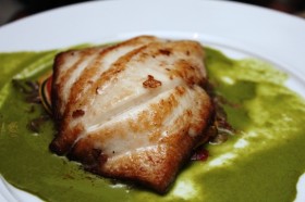 Sauteed New England John Dory with a basil nage.