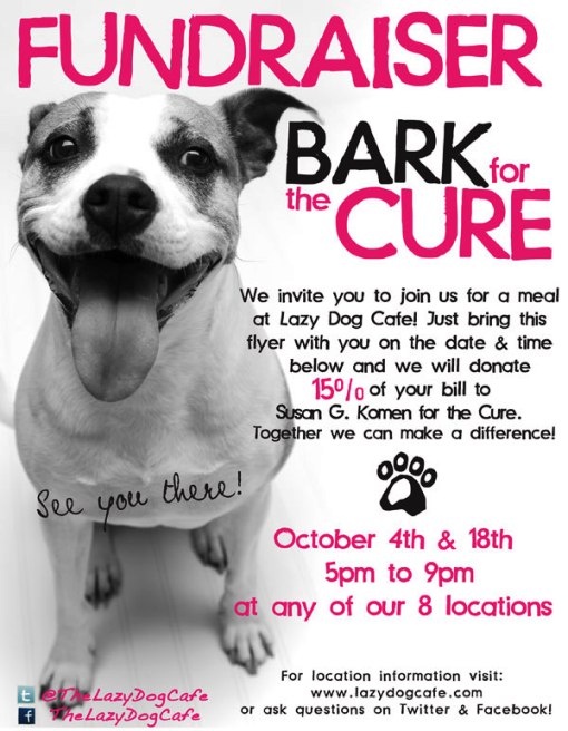 Bark for a cure at lazy dog cafe