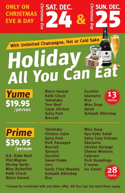 all you can eat holiday specials at gyu kaku torrance