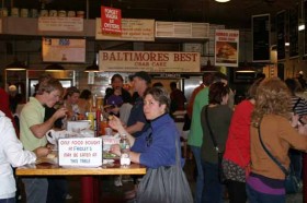 The dining room inside Faidley’s at Baltimore’s Lexington Marketplace.