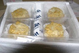 Faidley's crab cakes, packed and ready to go.