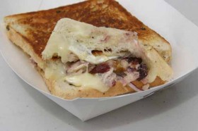 The double creamed brie w/chicken salad from The Grilled Cheese Truck.