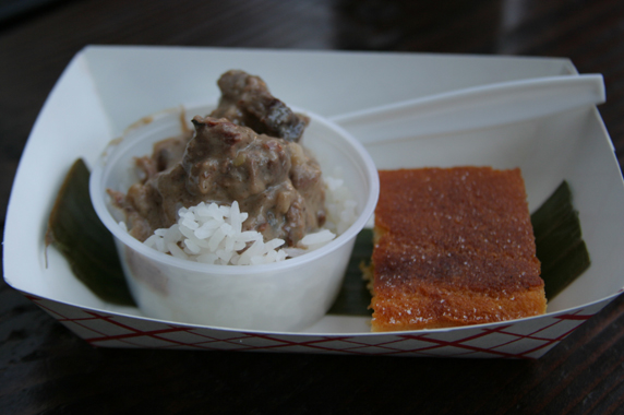 Mama Leah's Coconut Beef and Ann's Cornbread Bibingka