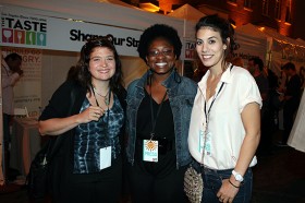 Nicole gets cheesy with celebrity chefs Alex Guarnaschelli and Claire Robinson from the Food Network at THE TASTE 2011.