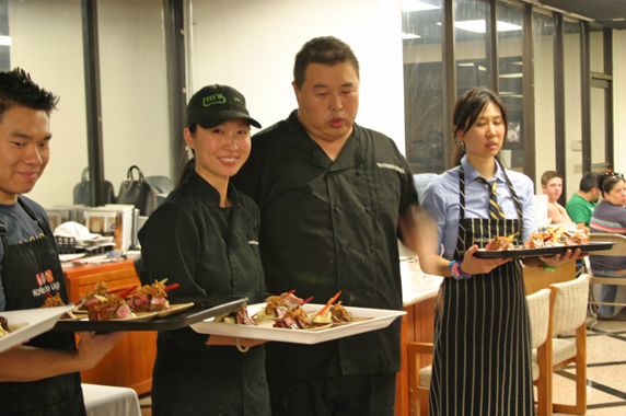 Tony describing the braised beef short rib, wasabi pommes puree, crispy shallots and gochujang jus.