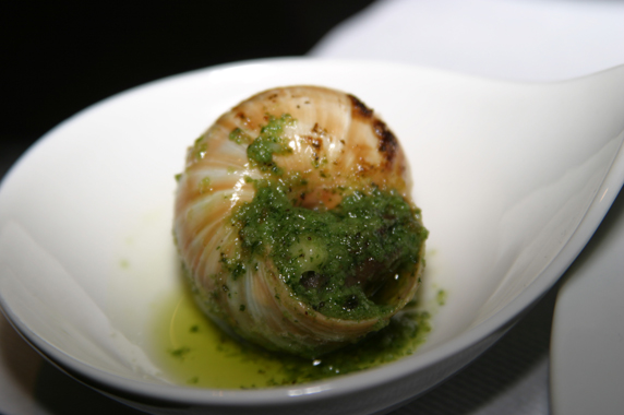Escargot with garlic butter and herb sauce