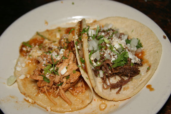 carnitas and carne asada tacos w/ housemade tortillas