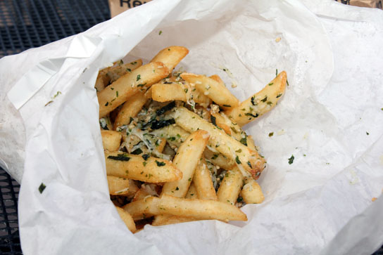 Truffle Parmesan Fries with seaweed flakes.