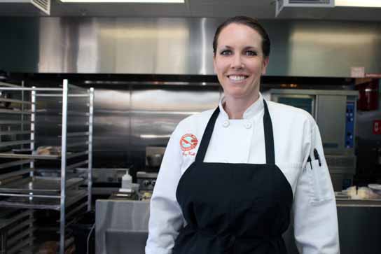 Chef Meg Hall in her recently opened catering kitchen and lunch-dinner counter in Redondo Beach