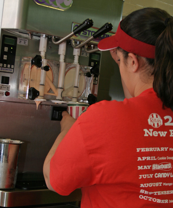 Adding the frozen custard