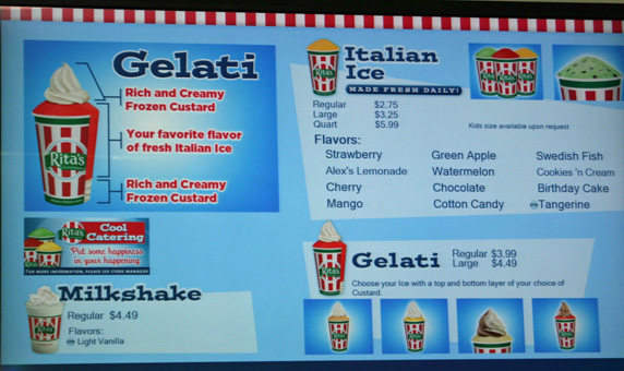 The Menu at Rita's Frozen Custard