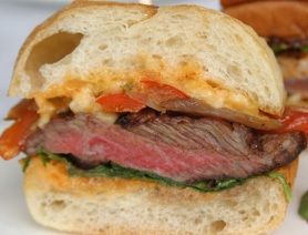 Fire-roasted steak sandwich