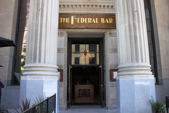 The columns outside the entrance of the Federal Bar, Long Beach