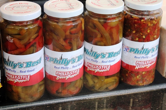 Diners can take home a taste of Philly.  Jars of sweet peppers and hoagie spread are available for purchase.