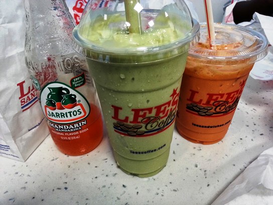 Jarritos soda, avocado smoothie, and Thai iced tea are among the many beverages available at Lee's.