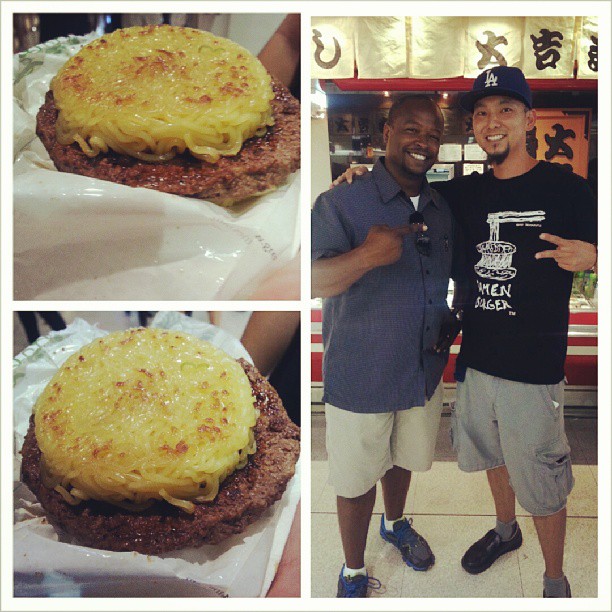 Hanging with Keizo @GoRamen, creator of the original #RamenBurger. Serving 500 today only in #Torrance. #SouthBayFoodies