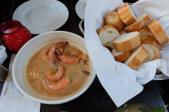 Their signature dish - Killer Shrimp with fresh french bread