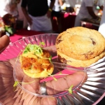 crab cake and chocolate chip cookies