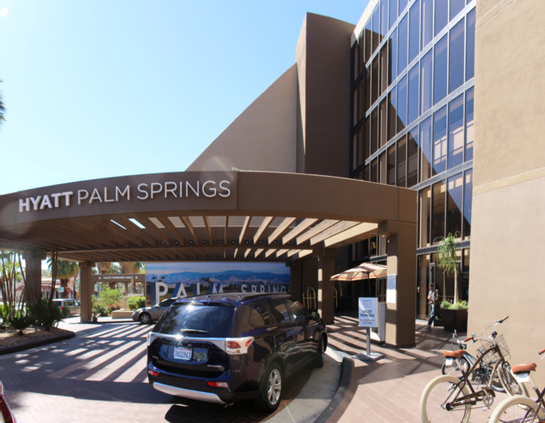 Arriving at the Hyatt Palm Springs.