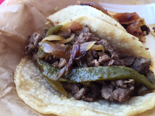 Steak tacos from Loteria Grill include freshly made tortillas.