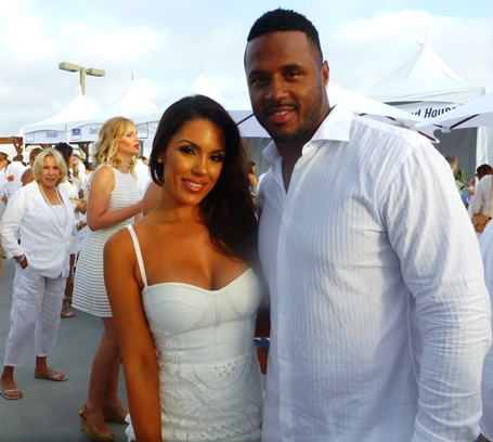 Fashion model Carissa Rosario, left, and James Anderson of the Dallas Cowboys.