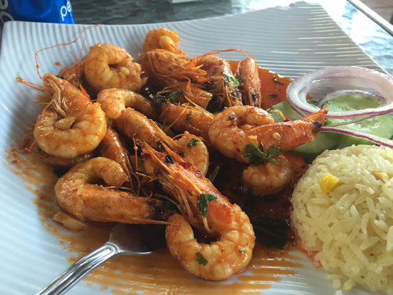 Camarones Borrachos - shrimp with tequila, cut garlic, cilantro and crushed pepper. 