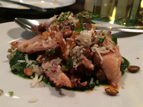 Octopus grilled with paprika oil, cilantro and habanero