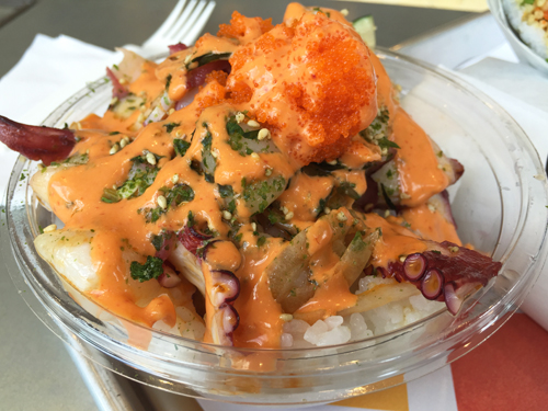 Poke Bowl - Octopus, scallops, masago, spicy aioli