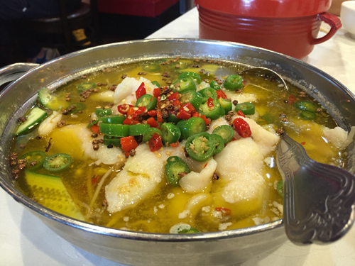 Boiled Fish Filet with Green Pepper Sauce