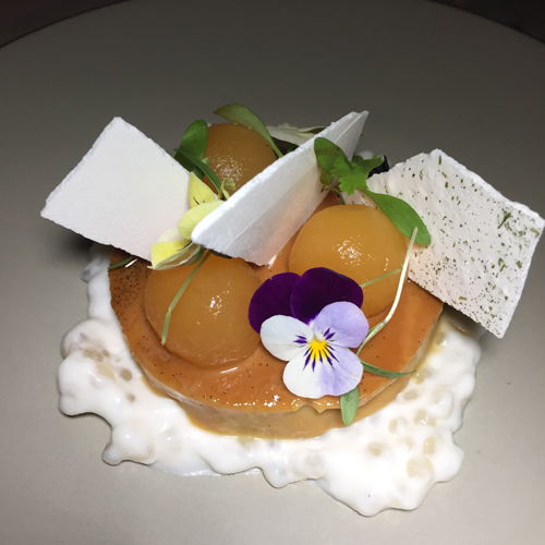 Flan made with goat's milk and coconut tapioca