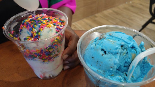 Enjoying two of our favorite flavors from Davinci Creamery in Carson, CA: Funfetti and Cookie Overload.