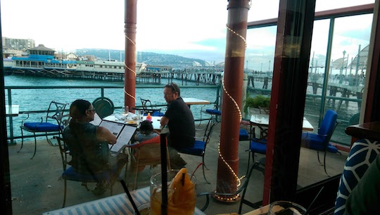 Outdoor seating is available if you want to really be on the water. Patio views face the rocky shore just behind the Redondo Beach Pier.
